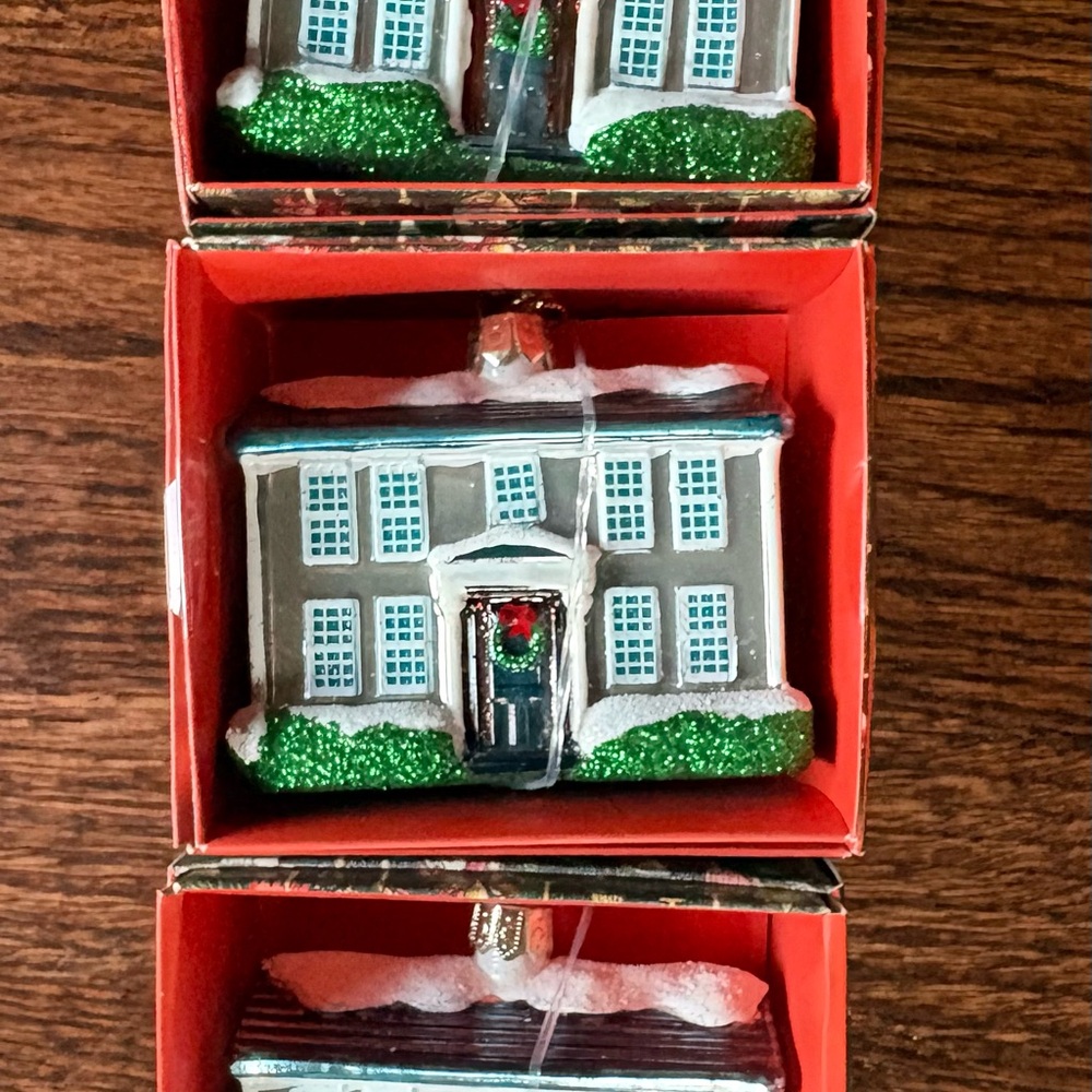 Lot of 3 John Derian Colonial Georgian House Ornaments NRFB